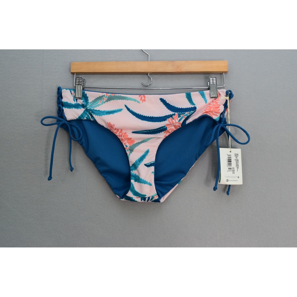 Carve Designs Mustique Bikini Bottom XL Pink Blue Reversible Floral Womens New